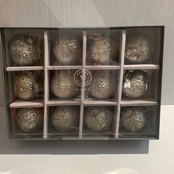 Martha Stewart Ornaments 12 Silver Mercury Glass Embellished Christmas Ornaments - Picture 1 of 4
